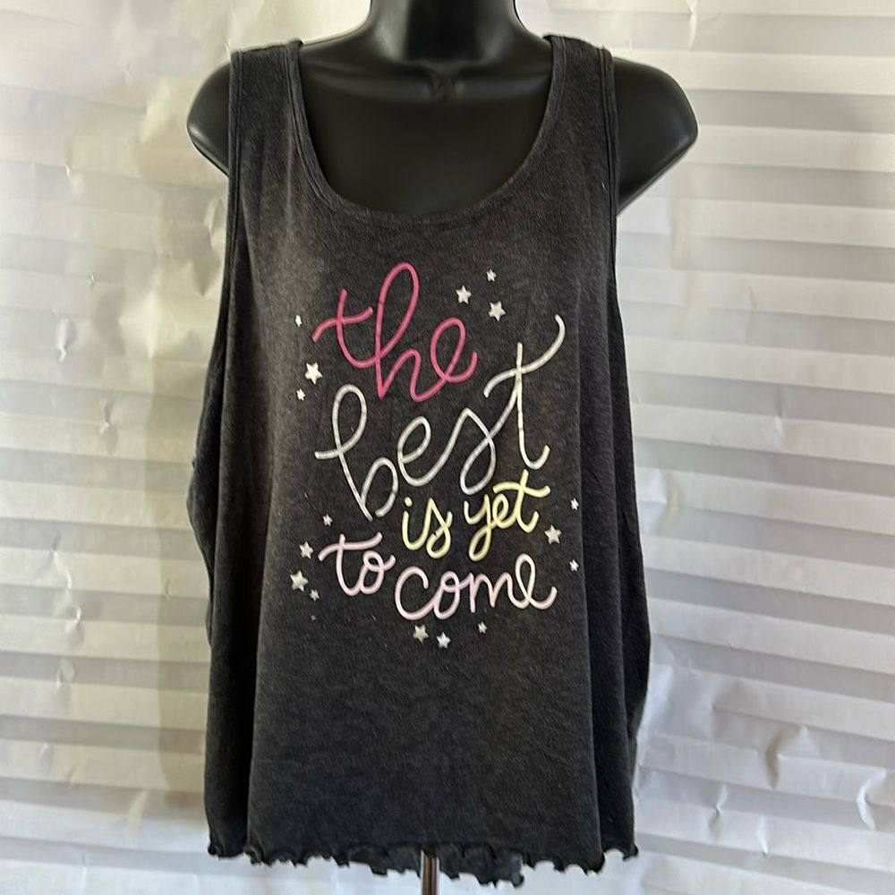 Secret Treasures Women’s Dark Gray Tank Top 3X “The Best is Yet to Come” Graphic
